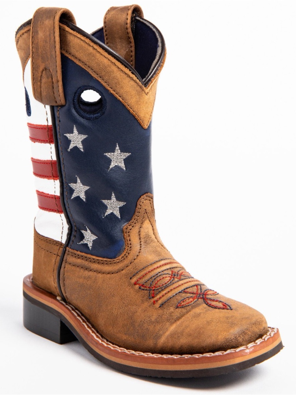 Kids Brown & Blue Western Flag Cowboy Boots